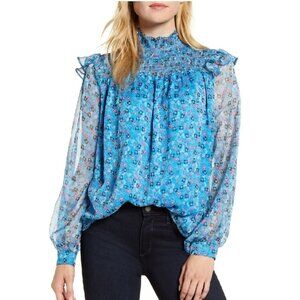 CECE Plumeria in Bloom Smocked Yoke Blouse